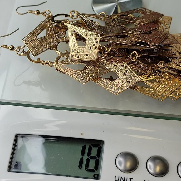 Gold Chandelier Light Earrings - Picture 9 of 12